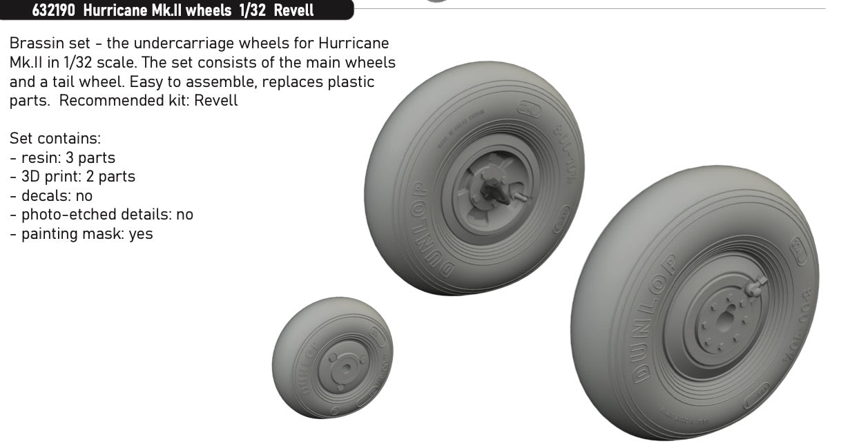 Hawker Hurricane Mk.II wheels (designed to be used with Revell kits)