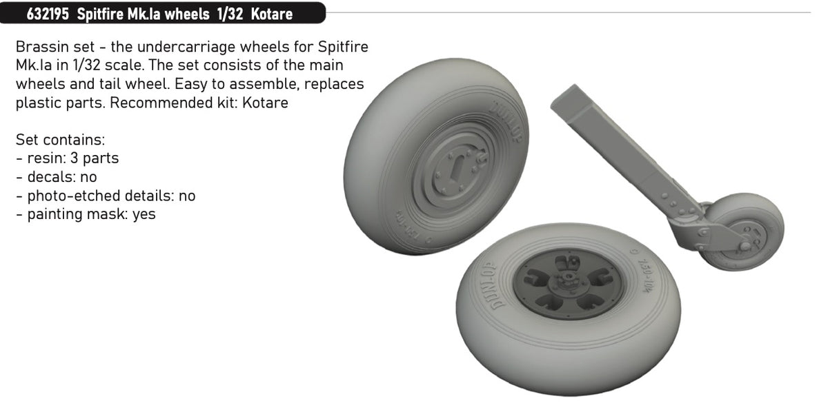 Supermarine Spitfire Mk.Ia wheels (designed to be used with Kotare kits)