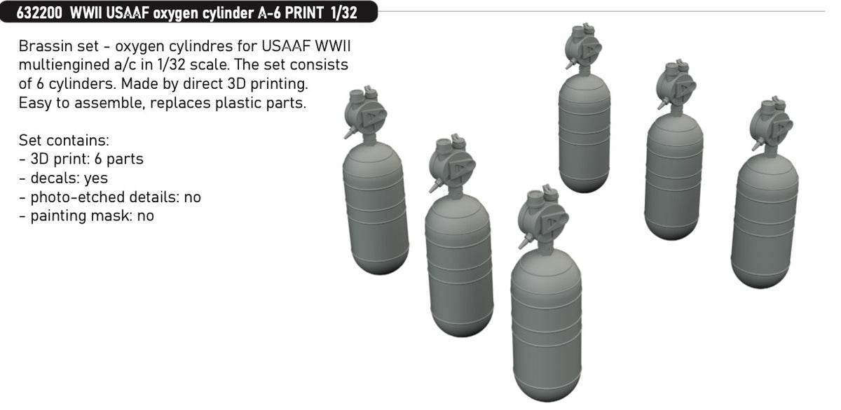 WWII USAAF oxygen cylinder A-6 (3D-Printed) 1/32