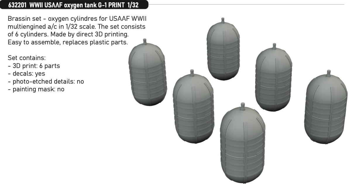 WWII USAAF oxygen tank G-1 (3D-Printed) 1/32