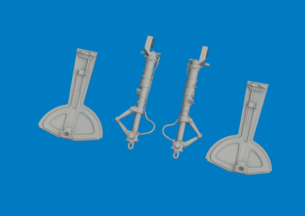 Messerschmitt Bf-109G undercarriage legs (3D-Printed) and undercarriage doors RESIN 1/32 (designed to be used with Revell kits)