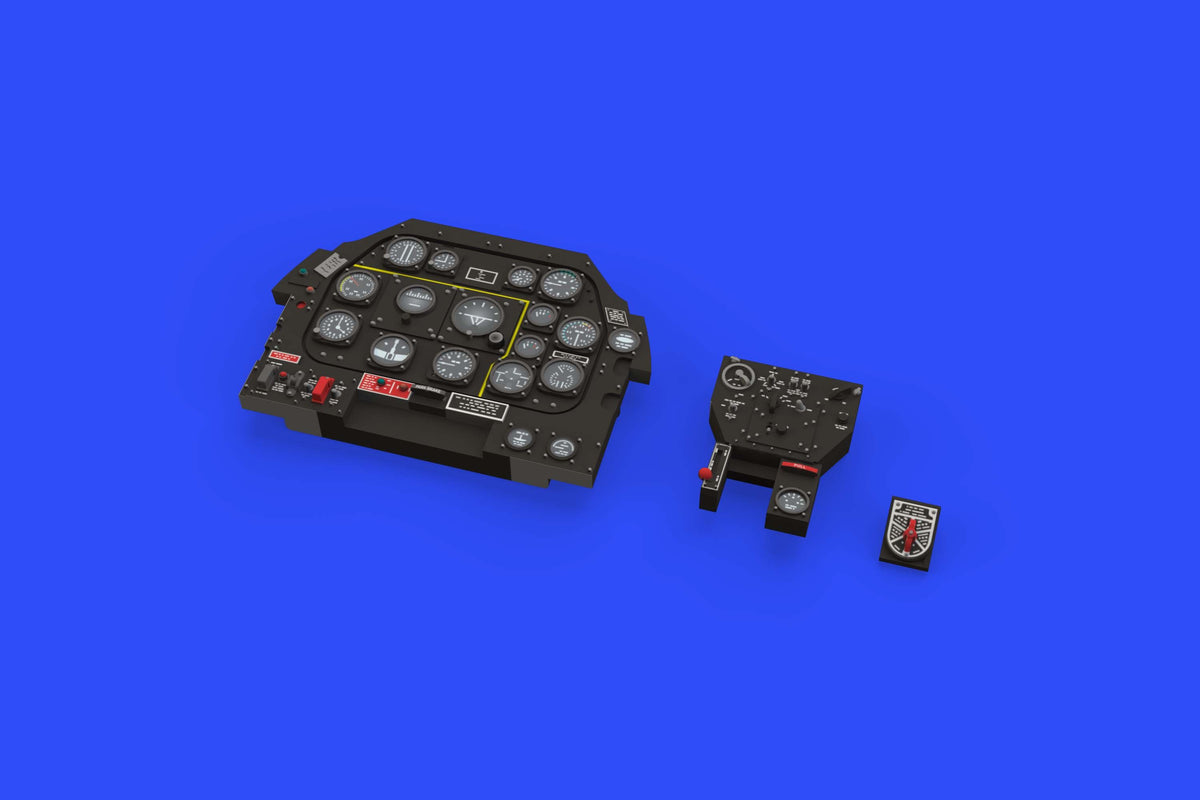 North-American P-51D Mustang LooK set of Brassin pre-painted instrument panel and steel seat belt (designed to be used with Tamiya kits)