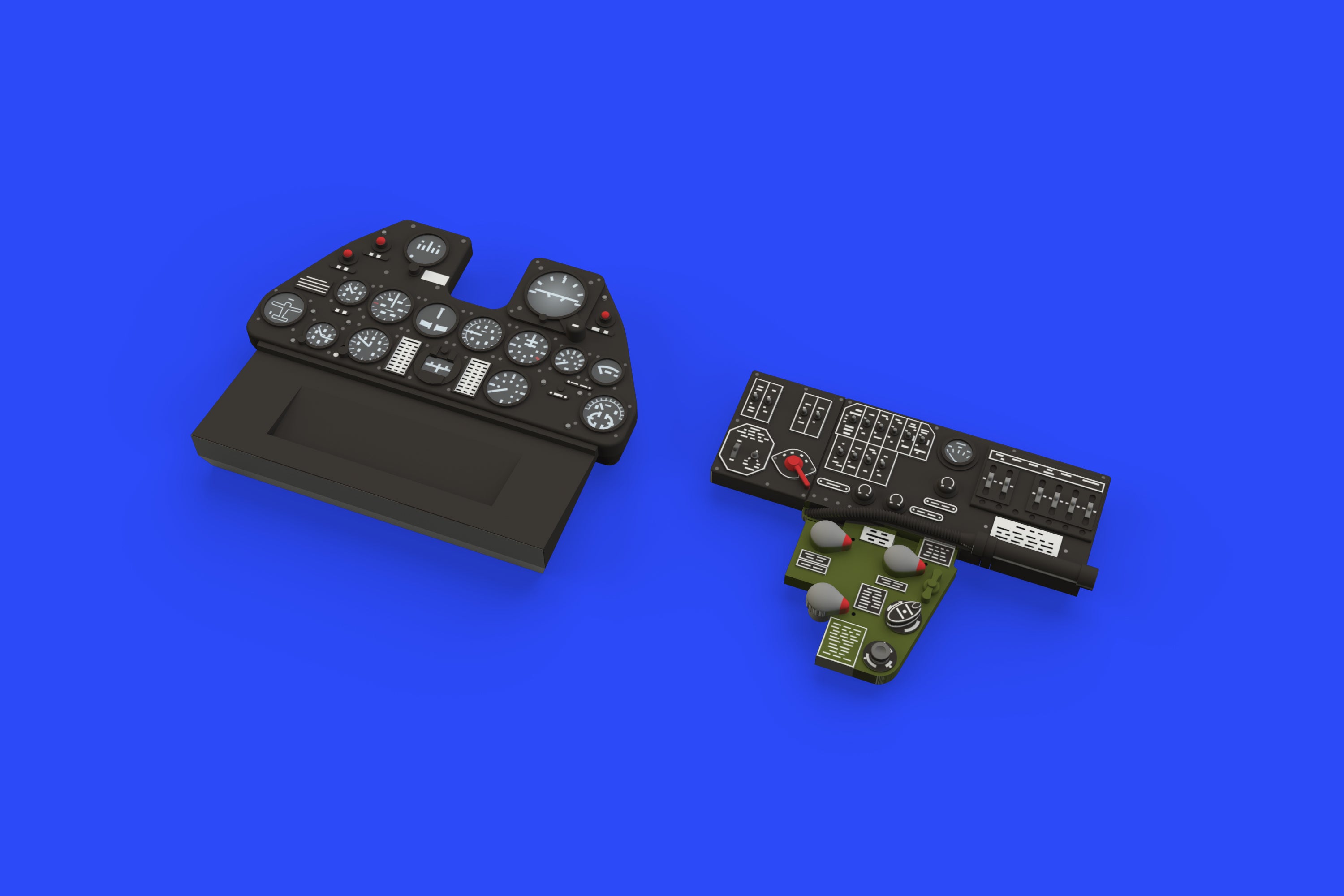 Curtiss P-40E Warhawk LooK set - Brassin pre-painted dashboard and STEEL seatbelts (designed to be used with Hasegawa Kits)