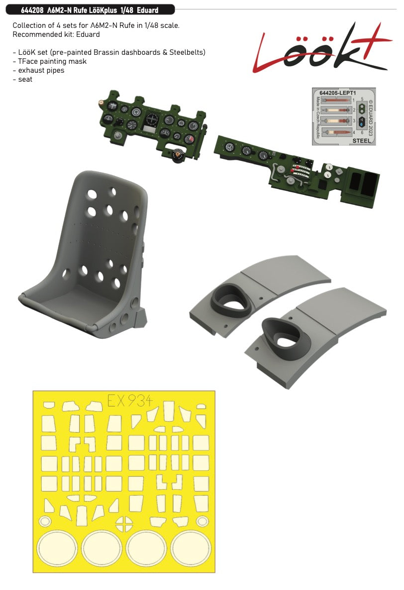Nakajima A6M2-N Rufe LööK series resin and photo-etched instrument panel plus (designed to be used with Eduard kits)