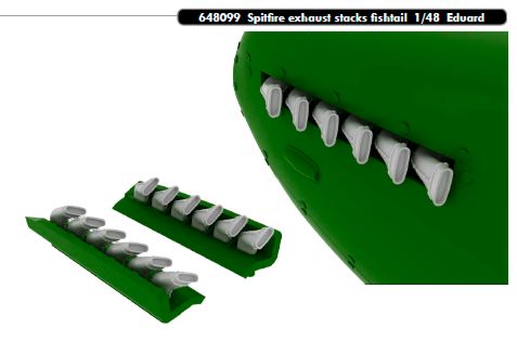 Supermarine Spitfire Mk.IX exhaust stacks fishtail (designed to be used with Eduard kits)[Mk.IXc Mk.IXe]