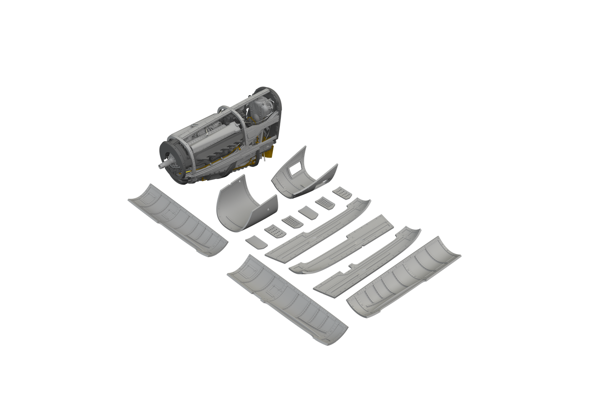 North-American P-51B/P-51C Mustang engine 1/48 (designed to be used with Eduard kits)