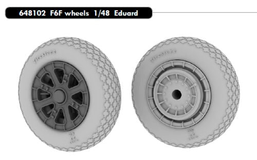 Grumman F6F Hellcat wheels with weighted tyre effect (designed to be used with Eduard kits) [F6F-3 F6F-5 F6F-5N Mk.I / Mk.II]
