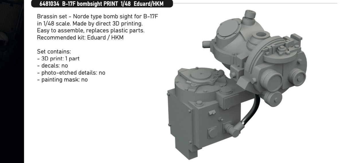 Boeing B-17F Flying Fortress bombsight (3D-Printed) 1/48 (designed to be used with Eduard and Hong Kong Models kits)