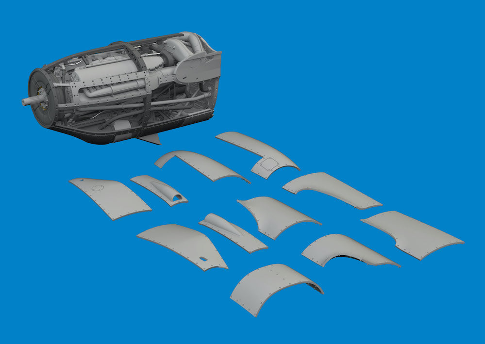 Lockheed P-38F/G Lightning left engine (3D-Printed) 1/48 (designed to be used with Tamiya kits)[P-38G]