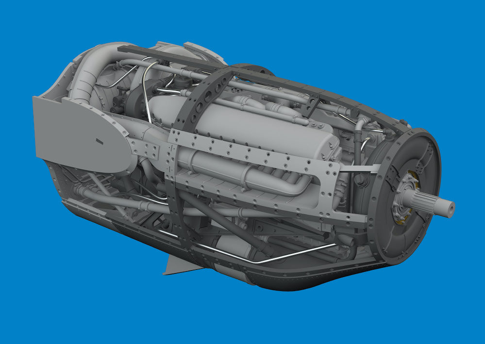 Lockheed P-38F/G Lightning left engine (3D-Printed) 1/48 (designed to be used with Tamiya kits)[P-38G]