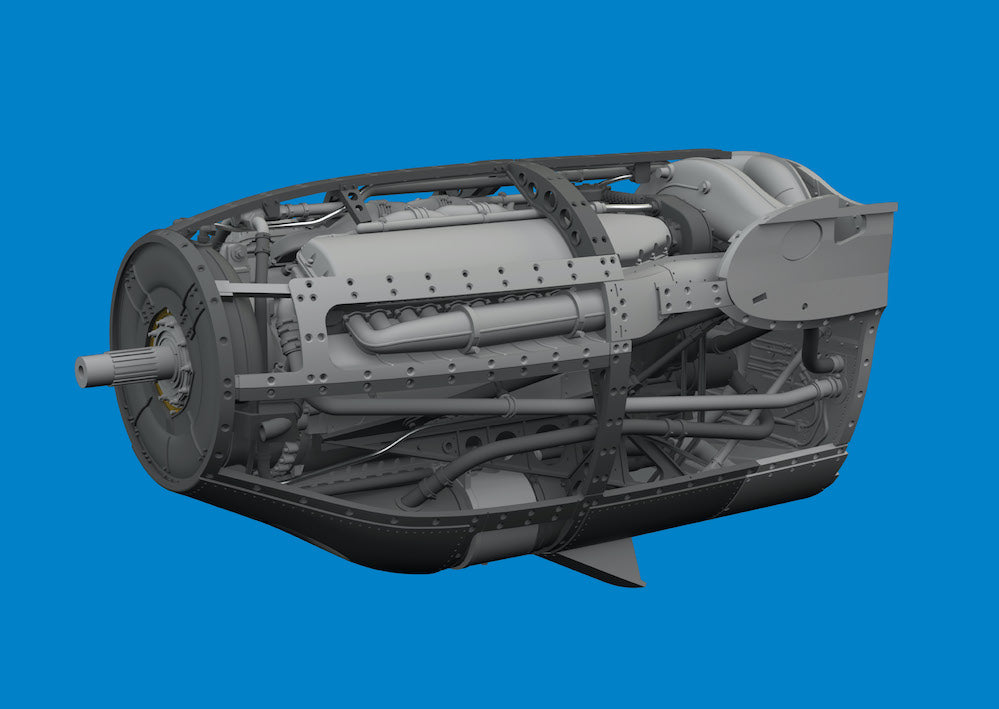 Lockheed P-38F/G Lightning left engine (3D-Printed) 1/48 (designed to be used with Tamiya kits)[P-38G]