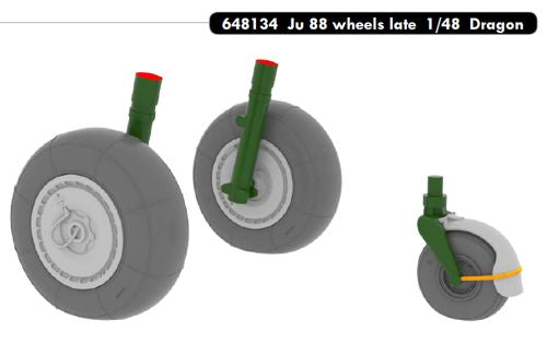 Junkers Ju-88 late wheels with weighted tyre effect (designed to be used with Dragon kits) [Ju-88A-6 Ju-88G-I/G-10 Ju-88A-4 Ju-88C-6 Ju-88A-17 Ju-88C-6 Ju-88P-1 Ju-88G-6]