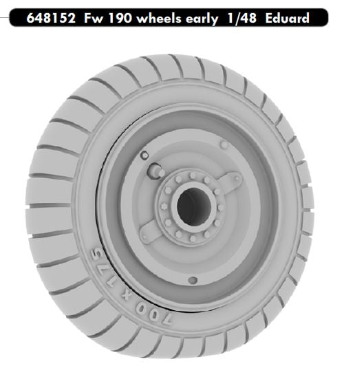 Focke-Wulf Fw-190 early wheels with weighted tyre effect with weighted tyre effect (designed to be used with Eduard kits) [Fw-190A-5 Fw-190A-6 Fw-190A-7 Fw-190A-8 Fw-190A-8/R2 Fw-190A-9 Fw-190D-9 Fw-190D-11 Fw-190D-13 Fw-190F-8]