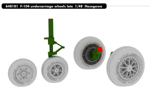 Lockheed F-104 Starfighter undercarriage late wheels with weighted tyre effect (designed to be used with Hasegawa kits) [F-104C/F-104DJ/F-104G/TF-104G/F-104J/F-104S]