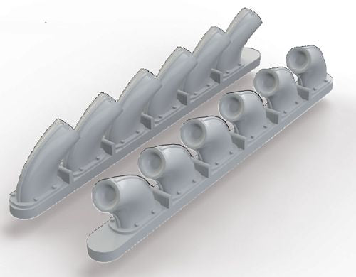 Curtiss P-40B Tomahawk exhaust stacks (designed to be used with Airfix kits)