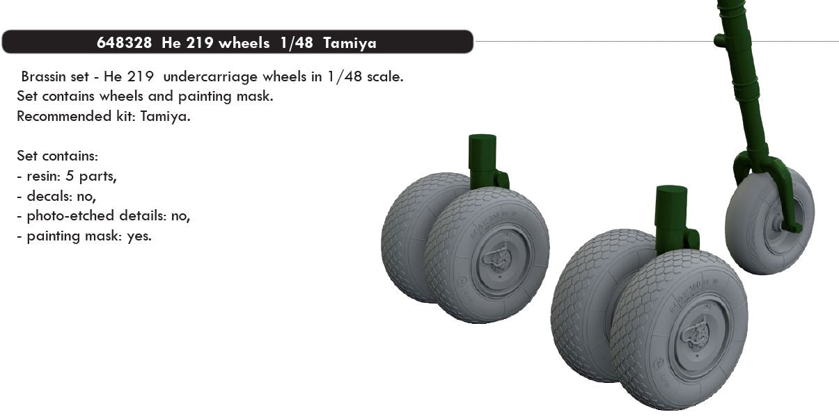 Heinkel He-219A-7 'UHU' wheels with weighted tyre effect (designed to be used with Tamiya kits)