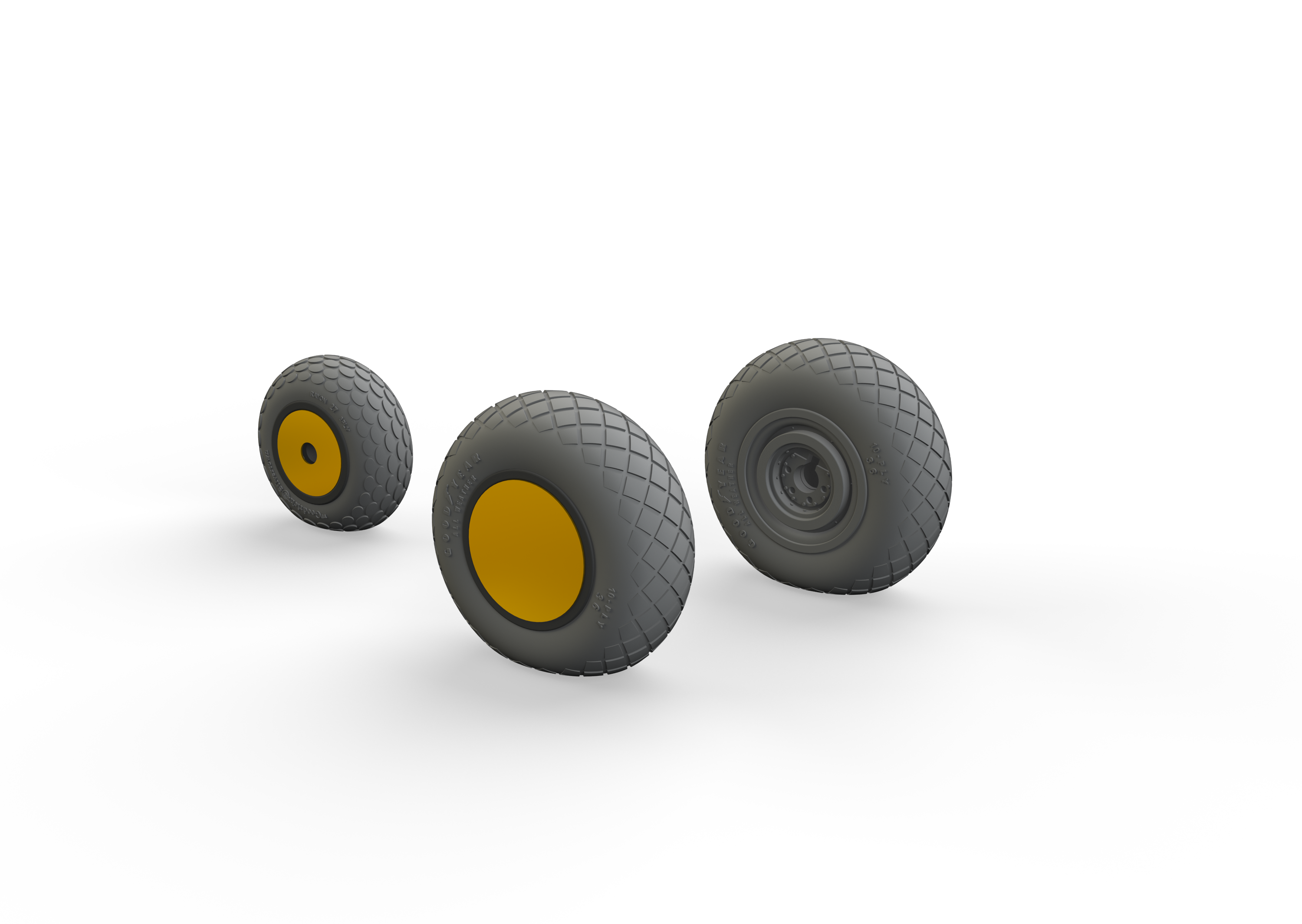 Lockheed P-38F/G Lightning wheels with weighted tyre effect (designed to be used with Tamiya kits) [P-38G]