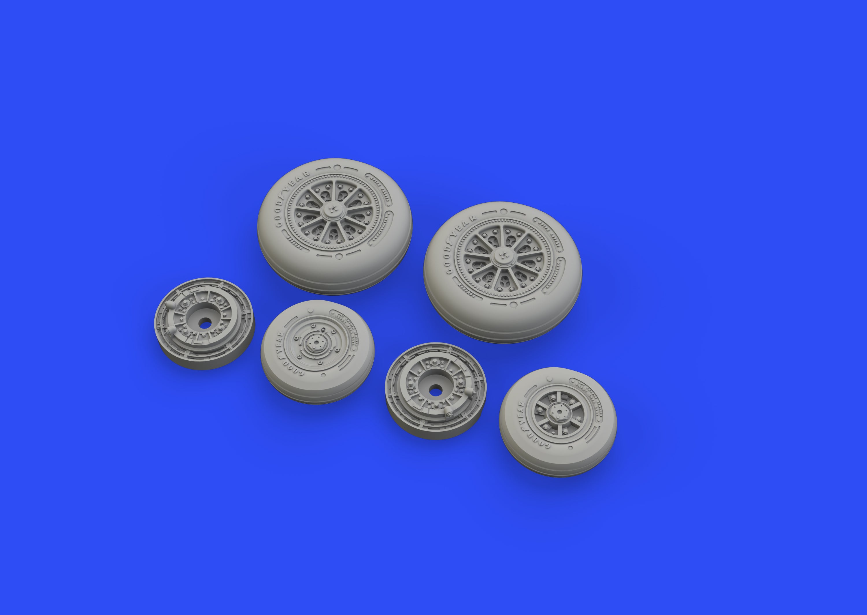 Lockheed F-104G Starfighter late wheels with weighted tyre effect (designed to be used with Kinetic Model kits)