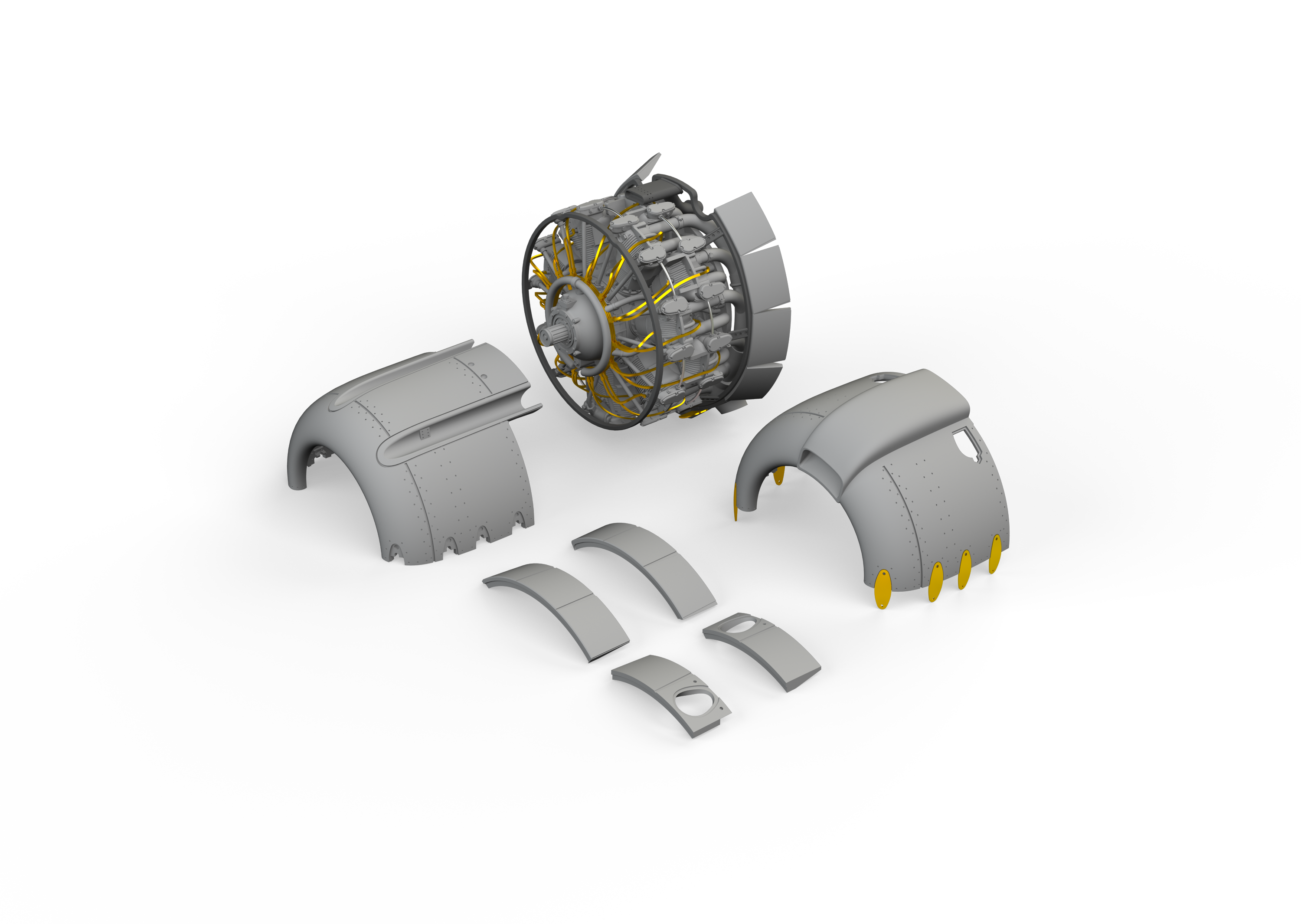 Mitsubishi A6M2 Zero engine complete (3D-Printed) (designed to be used with Eduard kits)
