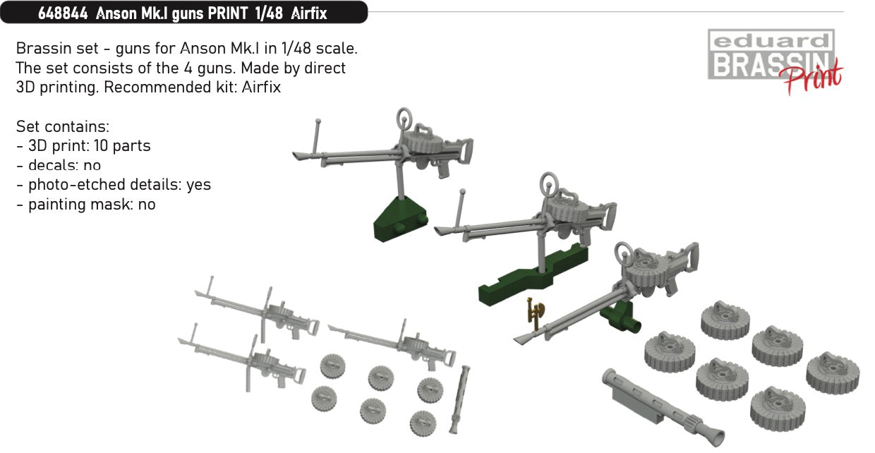 Avro Anson Mk.I guns (3D-Printed) (designed to be used with Airfix kits)