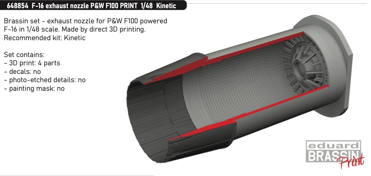Lockheed-Martin F-16 exhaust nozzle P&W F100 (3D-Printed) (designed to be used with Kinetic Model kits)