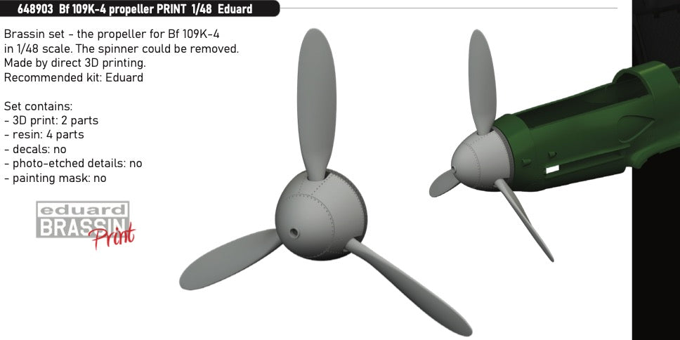 Messerschmitt Bf-109K-4 propeller (3D-Printed) (designed to be used with Eduard Models kits)