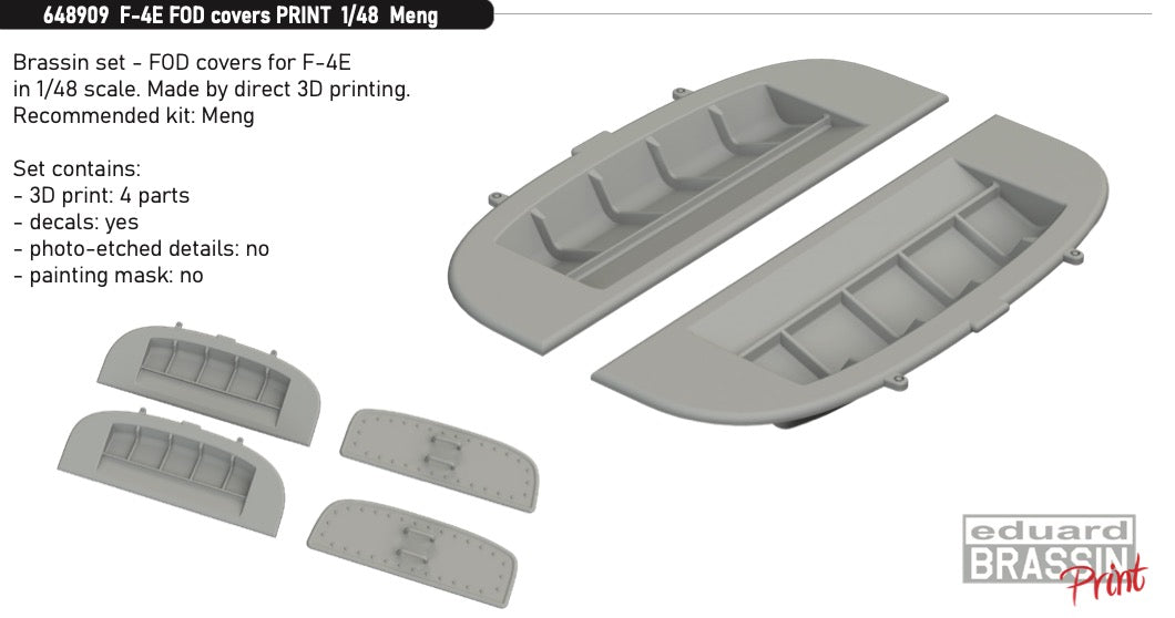McDonnell F-4E Phantom FOD covers (3D-Printed) (designed to be used with Meng Model kits)