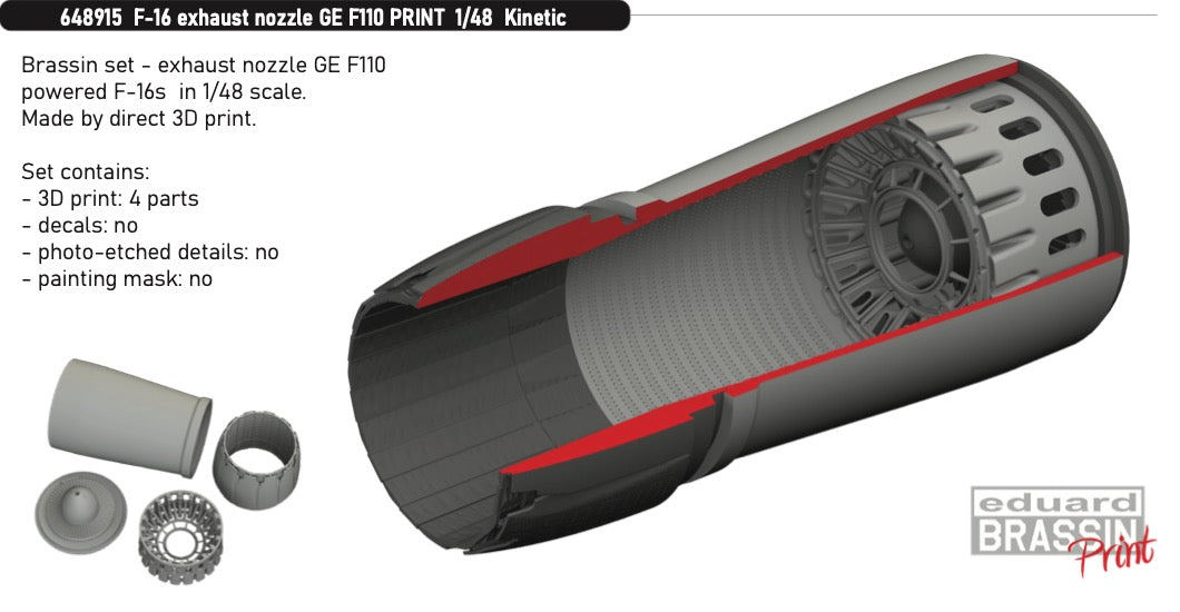 Lockheed-Martin F-16 exhaust nozzle GE F110 (3D-Printed) (designed to be used with Kinetic Models kits)