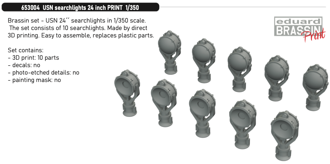 USN searchlights 24 inch (3D-Printed) 1/350