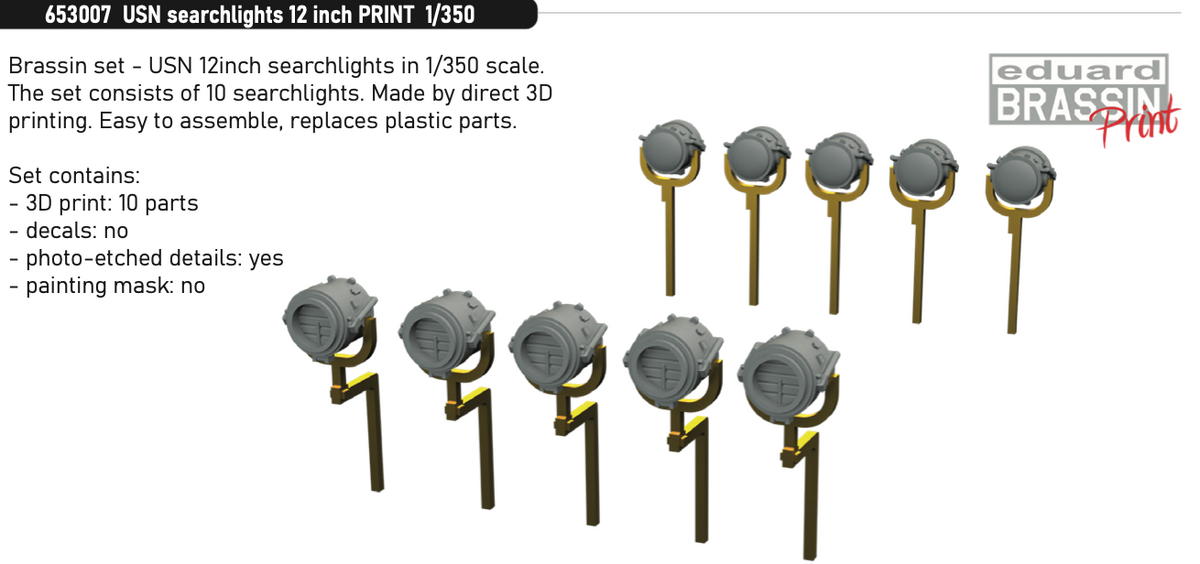 USN searchlights 12 inch (3D-Printed) 1/350