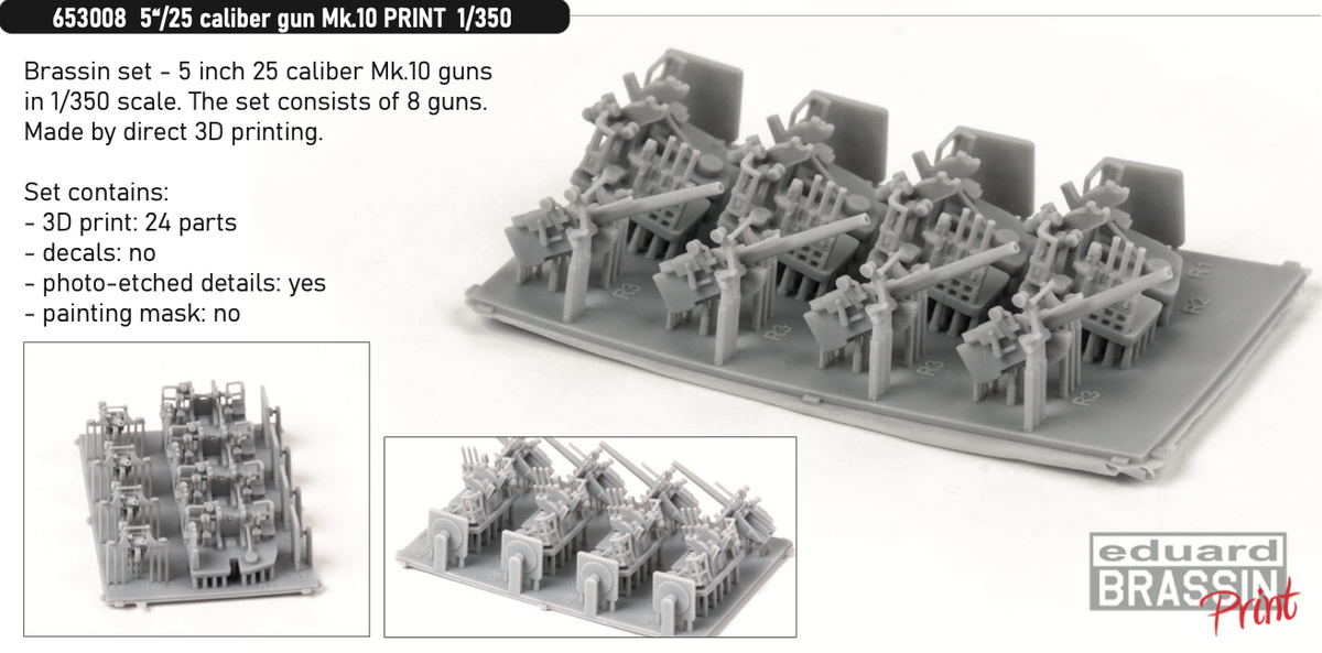 5'/25 caliber gun Mk.10 (3D-Printed) 1/350