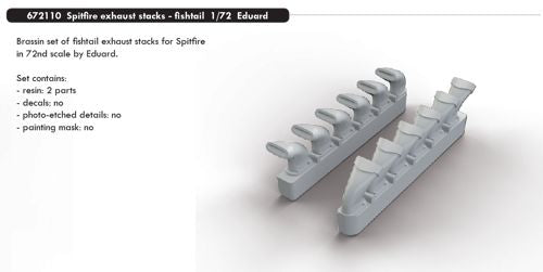 Supermarine Spitfire Mk.IXc exhaust stacks - fishtail (designed for use with Eduard kits)
