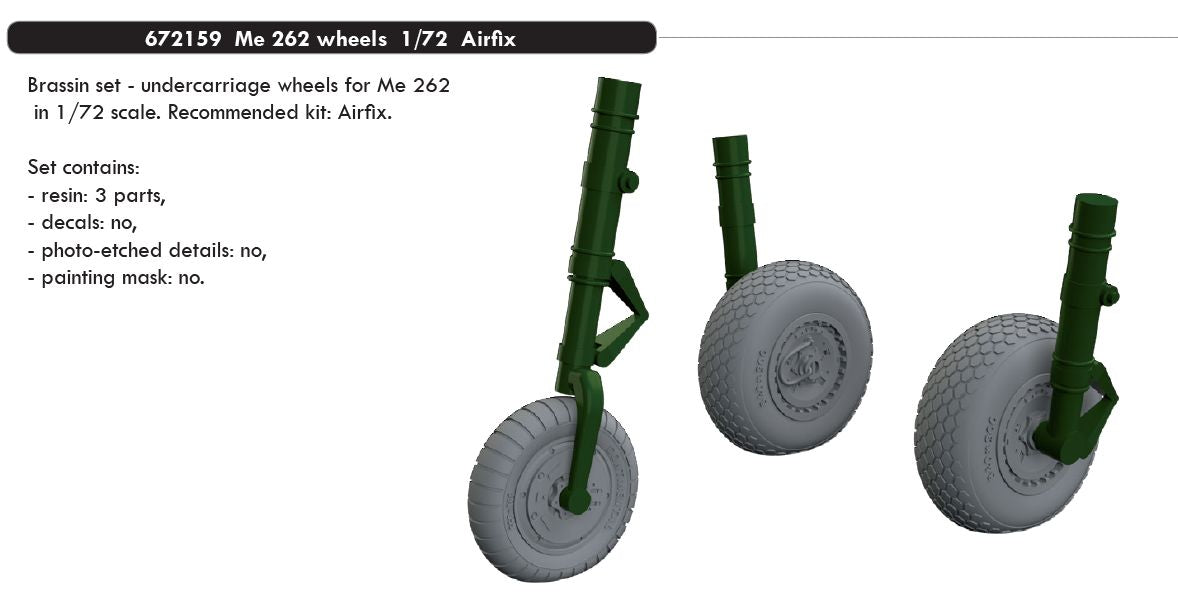 Messerschmitt Me-262A-1a Schwalbe wheels with weighted tyre effect (designed to be used with Airfix kits)