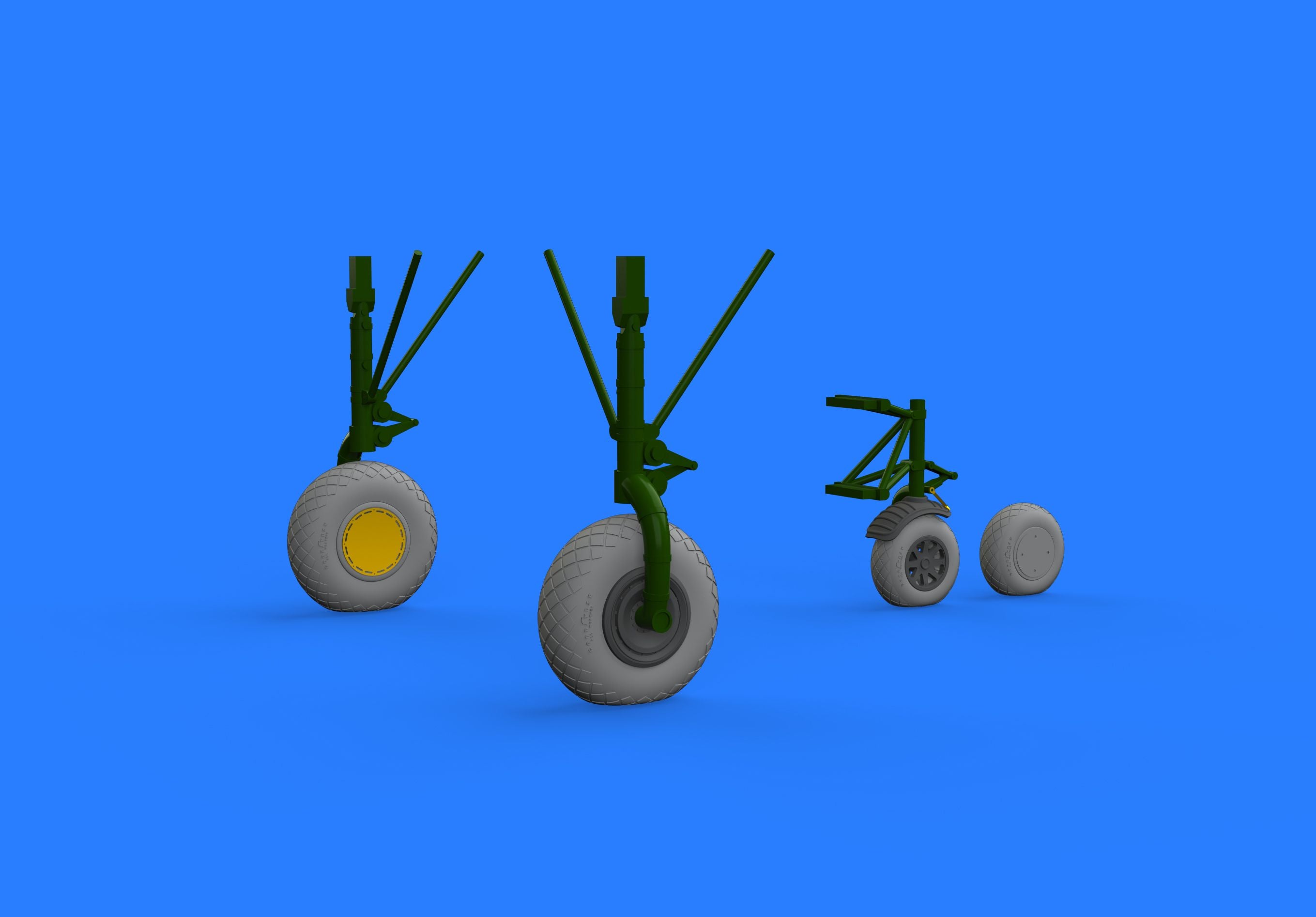 Consolidated B-24D/B-24J Liberator wheels with weighted tyre effect (designed to be used with Eduard kits and Hasegawa kits)