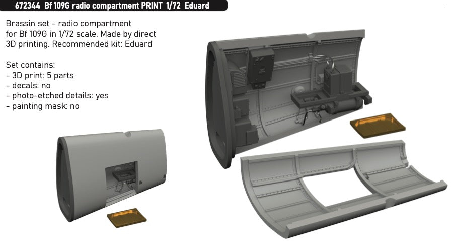 Messerschmitt Bf-109G radio compartment (3D-Printed) (designed to be used with Eduard kits)