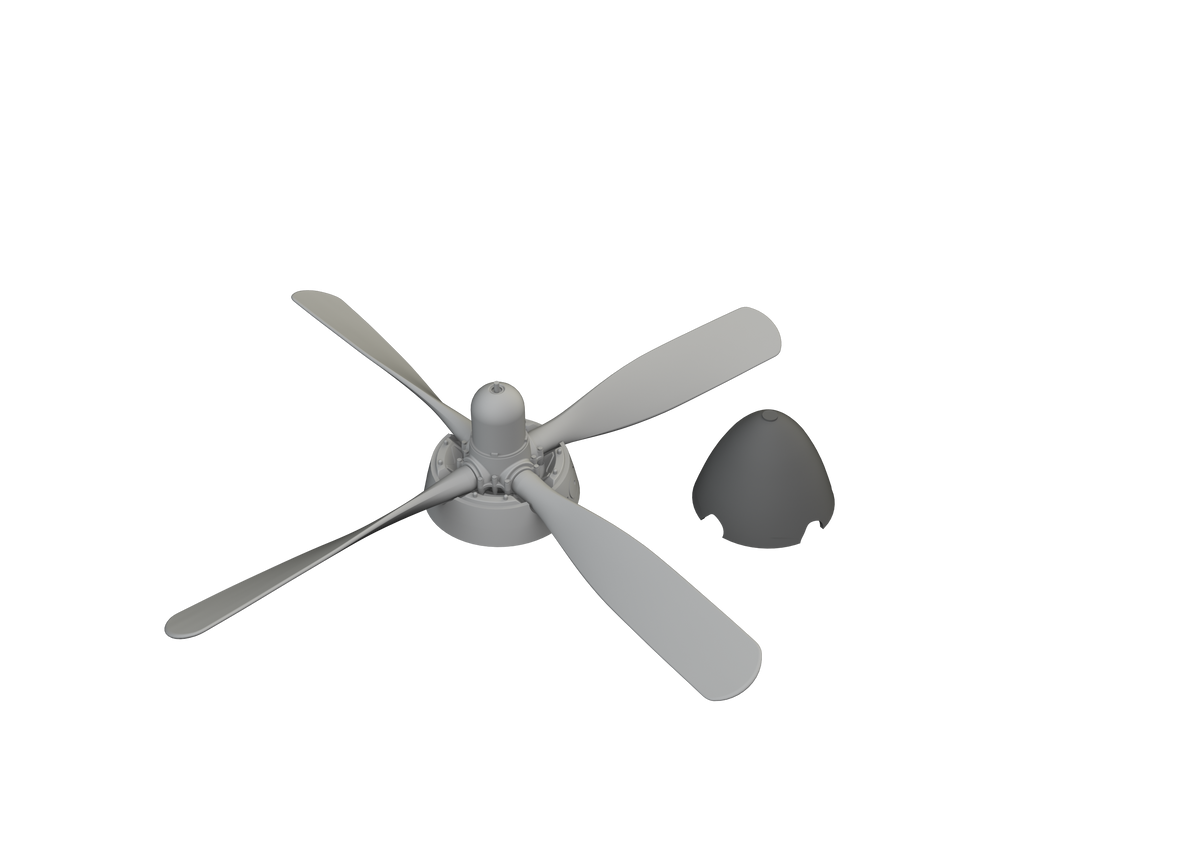 North-American P-51D Mustang Hamilton Standard propeller uncuffed (3D-Printed) 1/72 (designed to be used with Eduard kits)