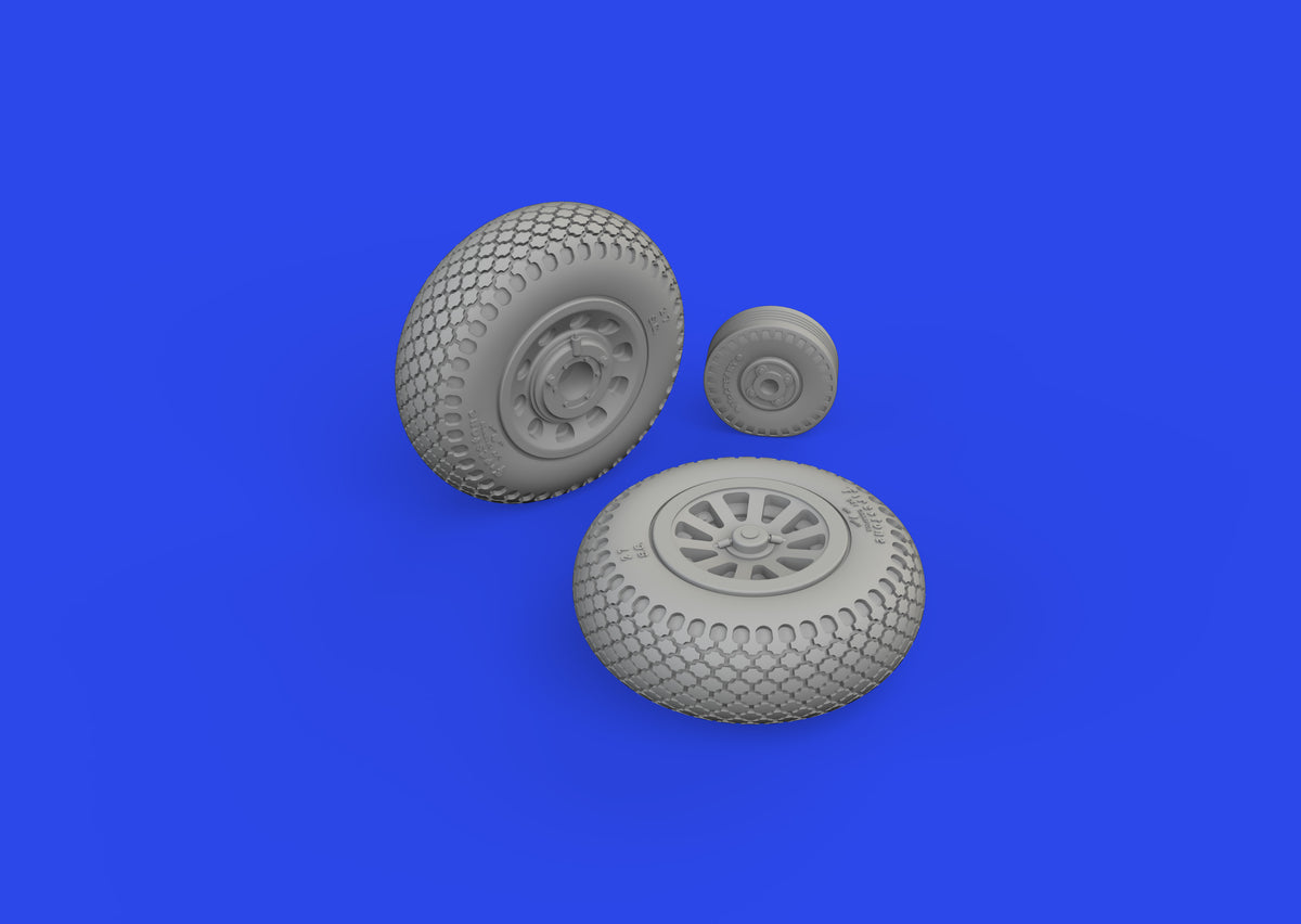 North-American P-51D Mustang wheels cross tread 1/72 (designed to be used with Eduard kits)