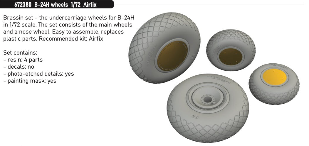 Consolidated B-24H Liberator wheels 1/72 (designed to be used with Airfix kits)