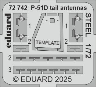 North-American P-51D Mustang tail antennas STEEL (designed to be used with Eduard kits) but will work with all P-51D kits