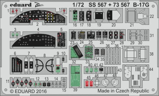 Boeing B-17G Flying Fortress (for 2016 mould) cockpit interior (designed to be used with Airfix kits)