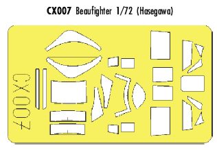 Bristol Beaufighter canopy frame paint mask (designed to be used with Hasegawa and Hobby 2000 kits) (made from yellow Japanese produced Kabuki tape)