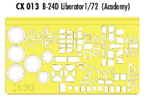 Consolidated B-24D Liberator canopy frame paint mask (designed to be used with Academy kits) (made from yellow Japanese produced Kabuki tape)