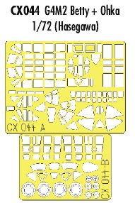 Mitsubishi G4M2 'Betty' + Ohka canopy frame and wheels etc (designed to be used with Hasegawa kits) (made from yellow Japanese produced Kabuki tape) [G4M2E]