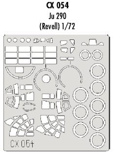 Junkers Ju-290A-5/Ju-290A-7 canopy frame paint mask (designed to be used with Revell kits) (made from yellow Japanese produced Kabuki tape)