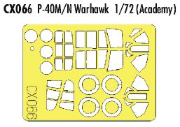 Curtiss P-40M/P-40N Warhawk canopy frame and wheels etc (designed to be used with Academy kits) (made from yellow Japanese produced Kabuki tape)