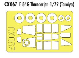 Republic F-84G Thunderjet canopy frame and wheels etc (designed to be used with Tamiya kits) (made from yellow Japanese produced Kabuki tape)