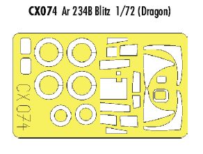 Arado Ar-234B 'Blitz' canopy frame and wheels etc (designed to be used with Dragon kits) (made from yellow Japanese produced Kabuki tape)