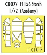 Fieseler Fi-156C 'Storch' canopy frame paint mask (designed to be used with Academy kits) (made from yellow Japanese produced Kabuki tape)