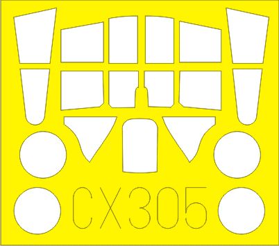 Curtiss P-40B Tomahawk canopy frame paint mask (designed to be used with Airfix kits) (made from yellow Japanese produced Kabuki tape)