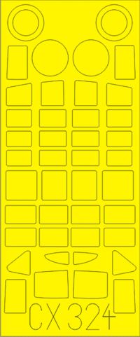 Curtiss SB2C-4 Helldiver canopy frame paint mask (designed to be used with Cyber-Hobby kits) (made from yellow Japanese produced Kabuki tape) (Eduard sold out February 2026)